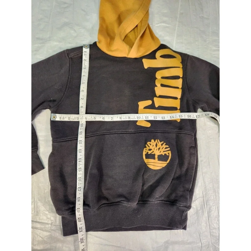 Timberland Kids Boy's Black Tan Fleece Logo Hoodie Sweater Medium 10/12 10 12